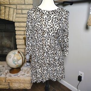 White House Black Market Animal Print Short Sleeve Dress/Top